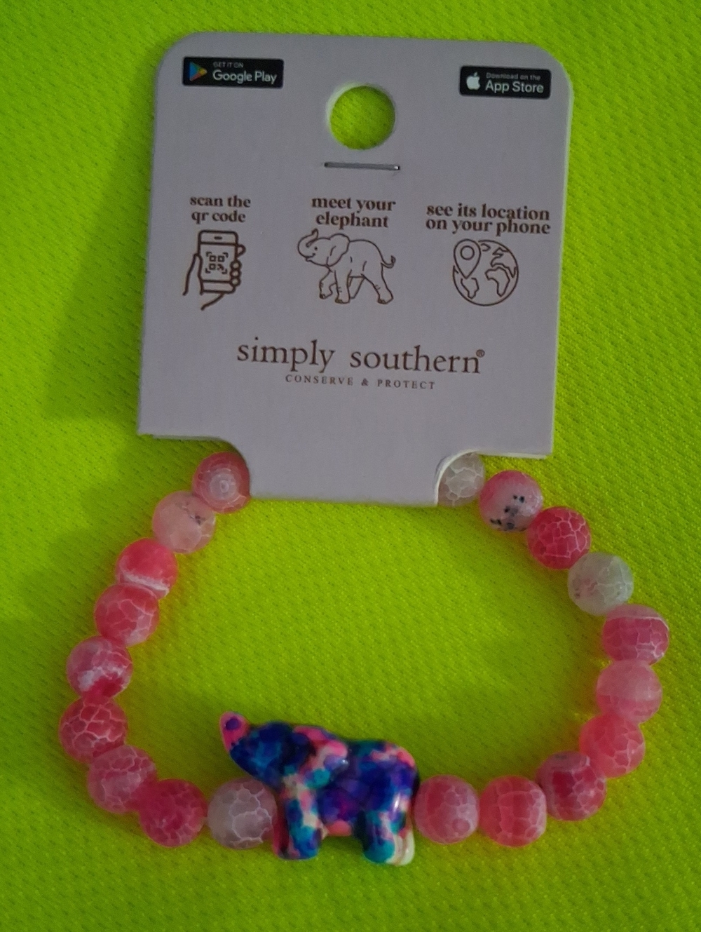 Simply Southern Pink Multicolor Elephant Bead Bracelet